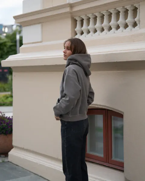 Pre Apr&egrave;s Washed Zip Hoodie (W), Soft brown